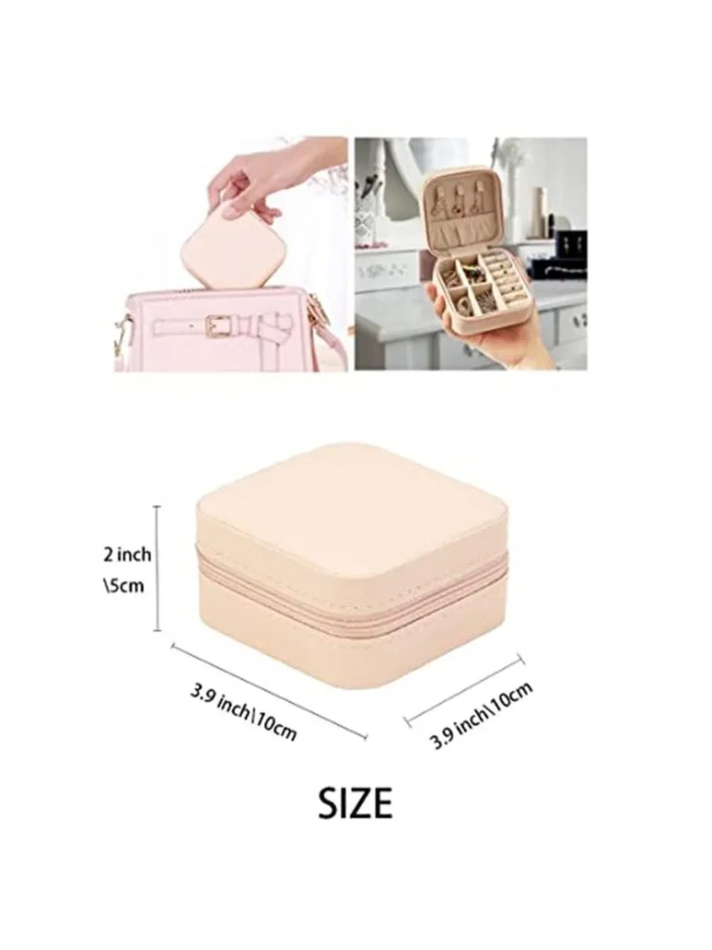 Pink Travel Jewelry Case Small Organizer Rings Earrings Necklace Gift Women